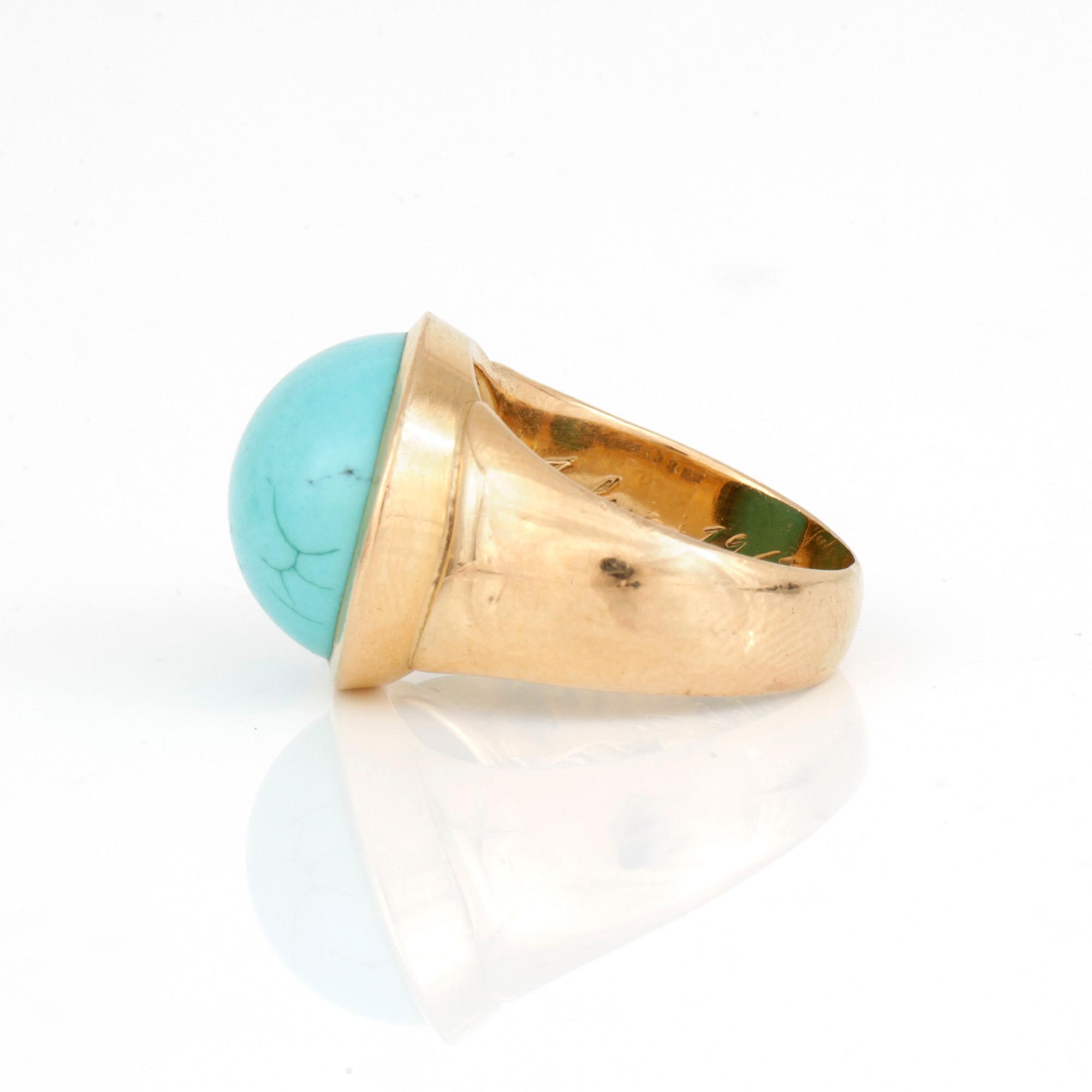 RING med cabochonslipad turkos.