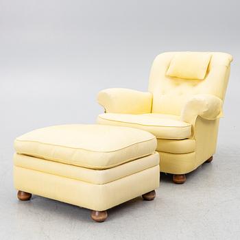 Josef Frank, armchair with footstool, model 336, Svenskt Tenn.