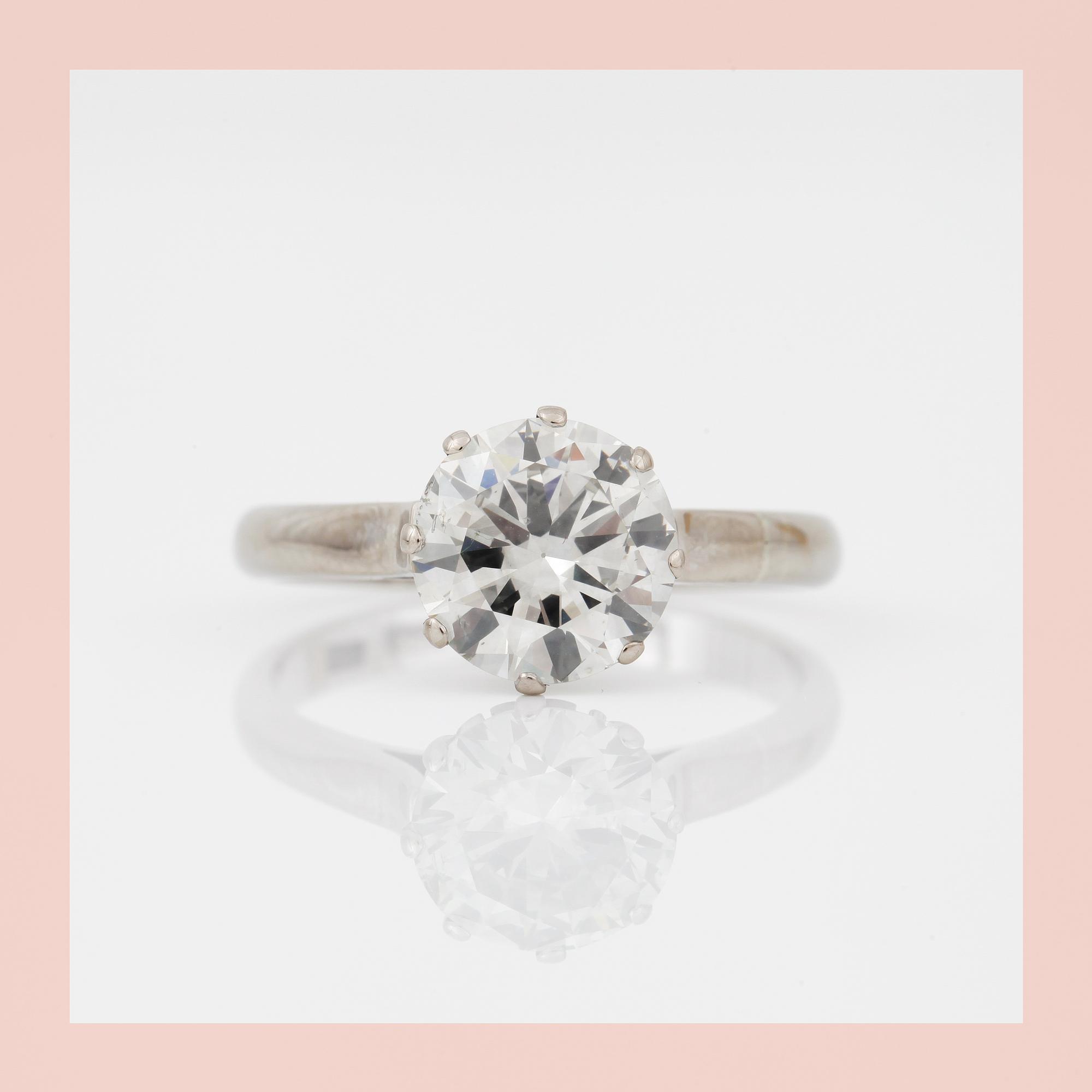 RING med briljantslipad diamant, ca 2.50 ct, ca J-K/VS2-SI1.