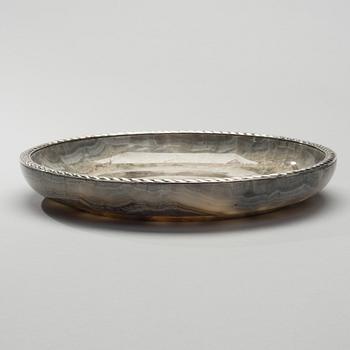 BOWL, silver and stone, W.A.Bolin, Stockholm 1929.