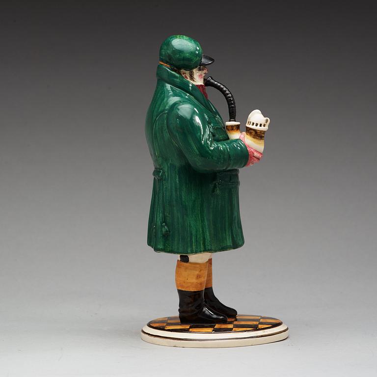 RÖKELSEBRÄNNARE, flintgods. Rörstrand, "Gubben grön", 1800-talets mitt.