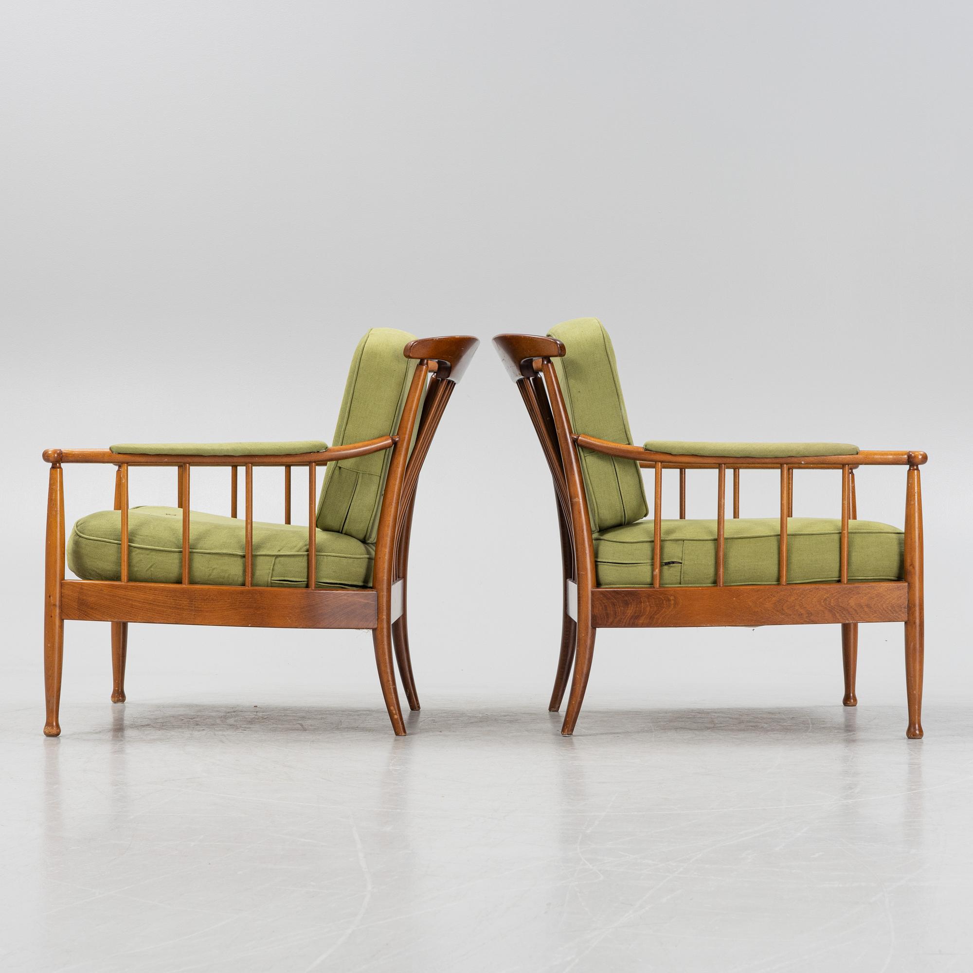Kerstin Hörlin-Holmqvist, a pair of 'Skrindan' armchairs, OPE, Sweden, second half of the 20th century.