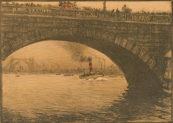 Louis Sparre, partly handcoloured litograph, signed and dated 1910. Dedication.