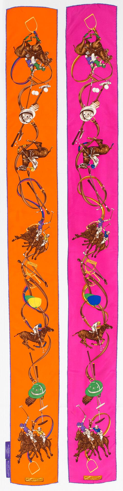 Three silk scarves by Ralph Lauren.