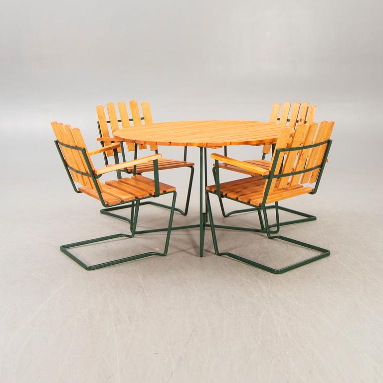 A five pcs garden suite by Arthur Lindquist  model A2, Grythyttan Stålmöber, late 20th century.
