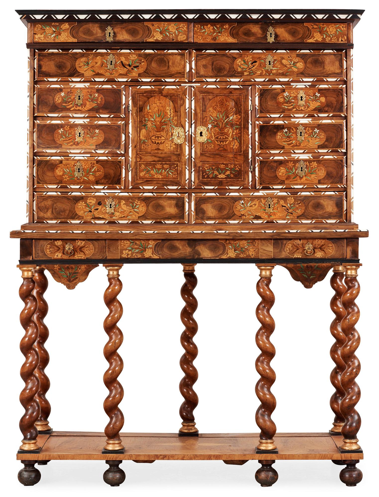 A Baroque second half 17th century cabinet on stand.