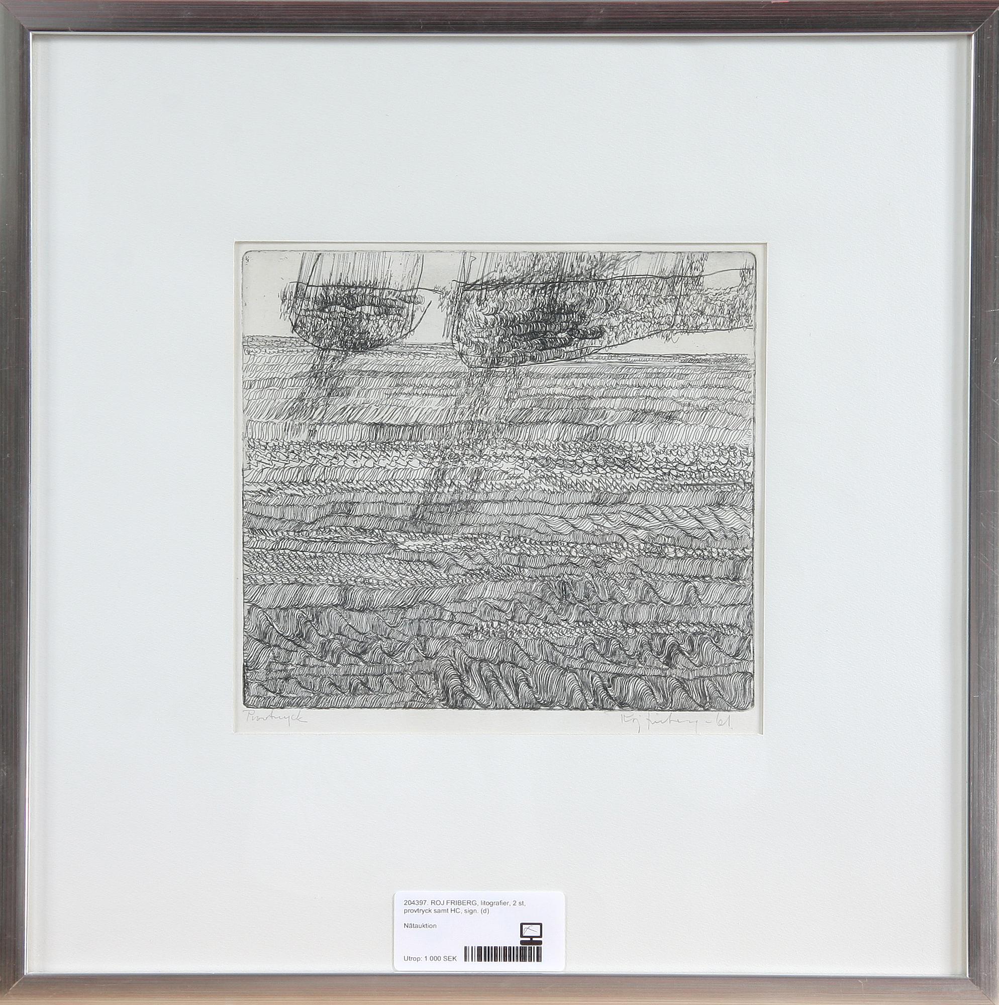 ROJ FRIBERG, litografier, 2 st, provtryck samt HC, sign.