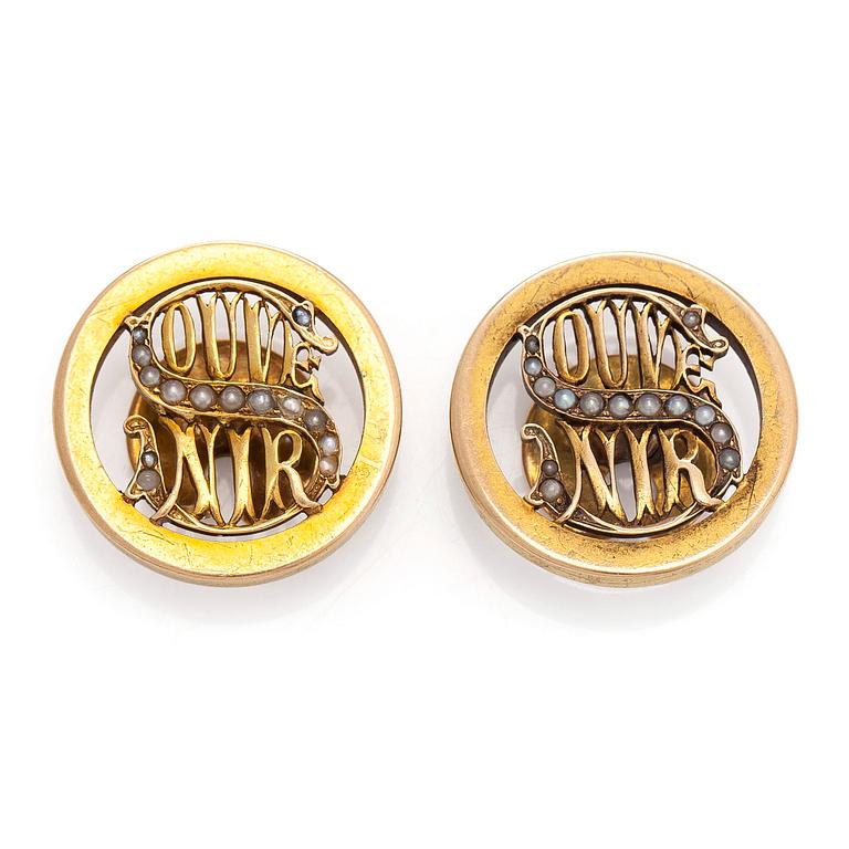 Cufflinks, pearls, 14K (56) gold.