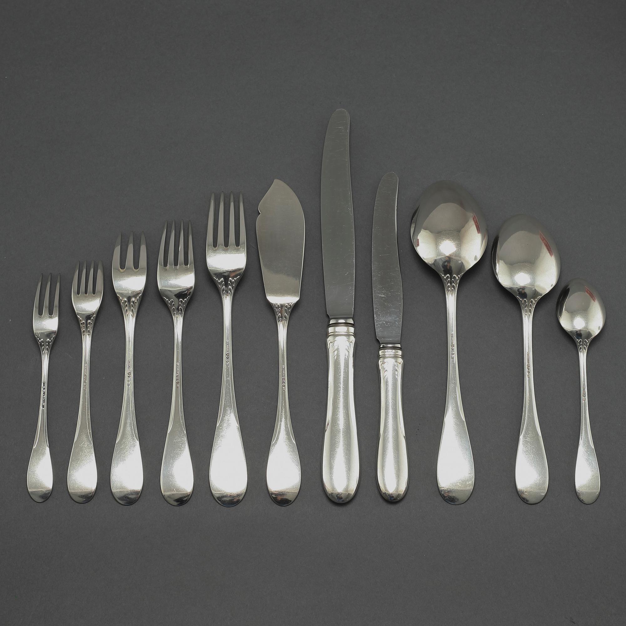 A silver tableware set of 134 pcs, by W.A Bolin, mainly around mid 20th century.