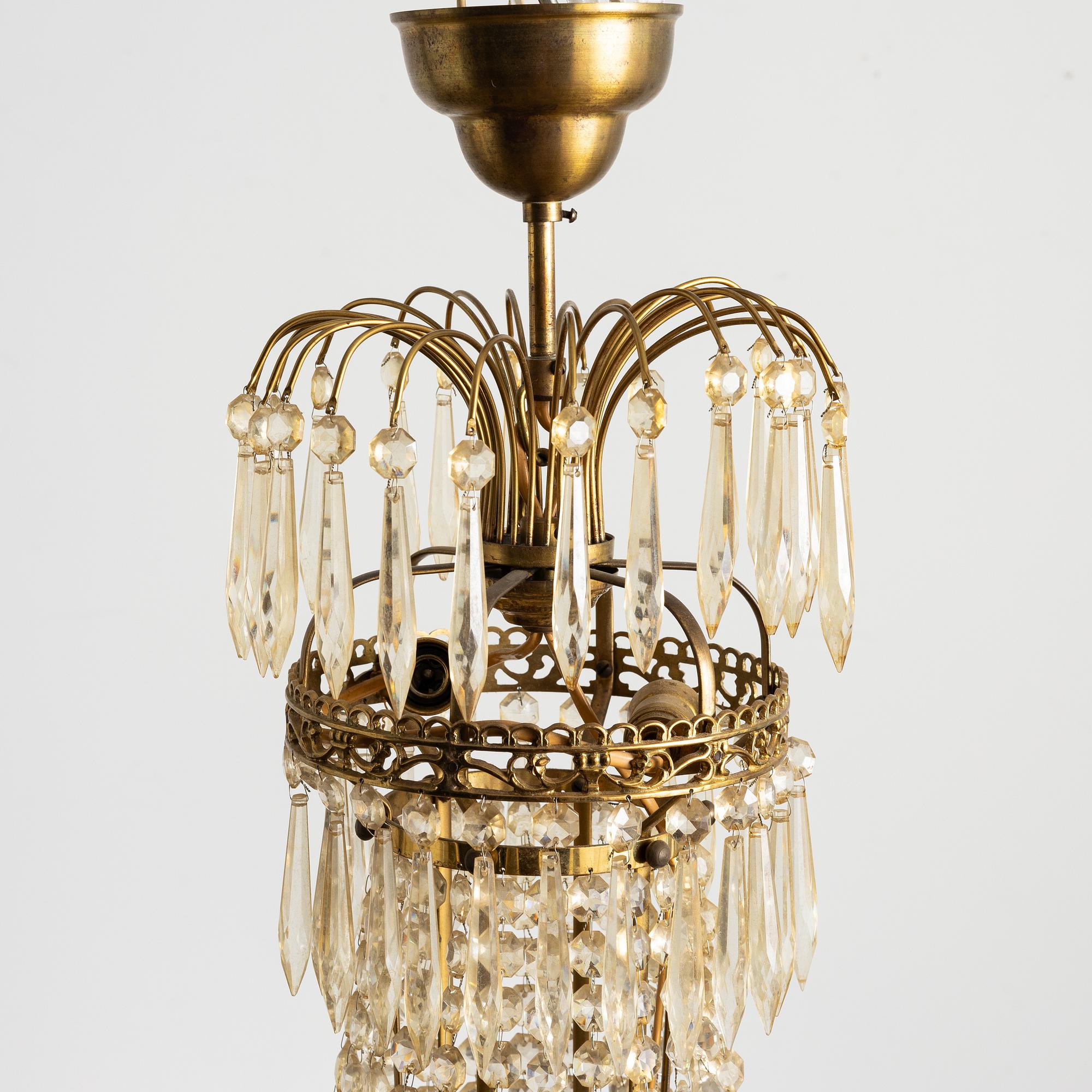 Chandelier, for six candles, mid-20th century.