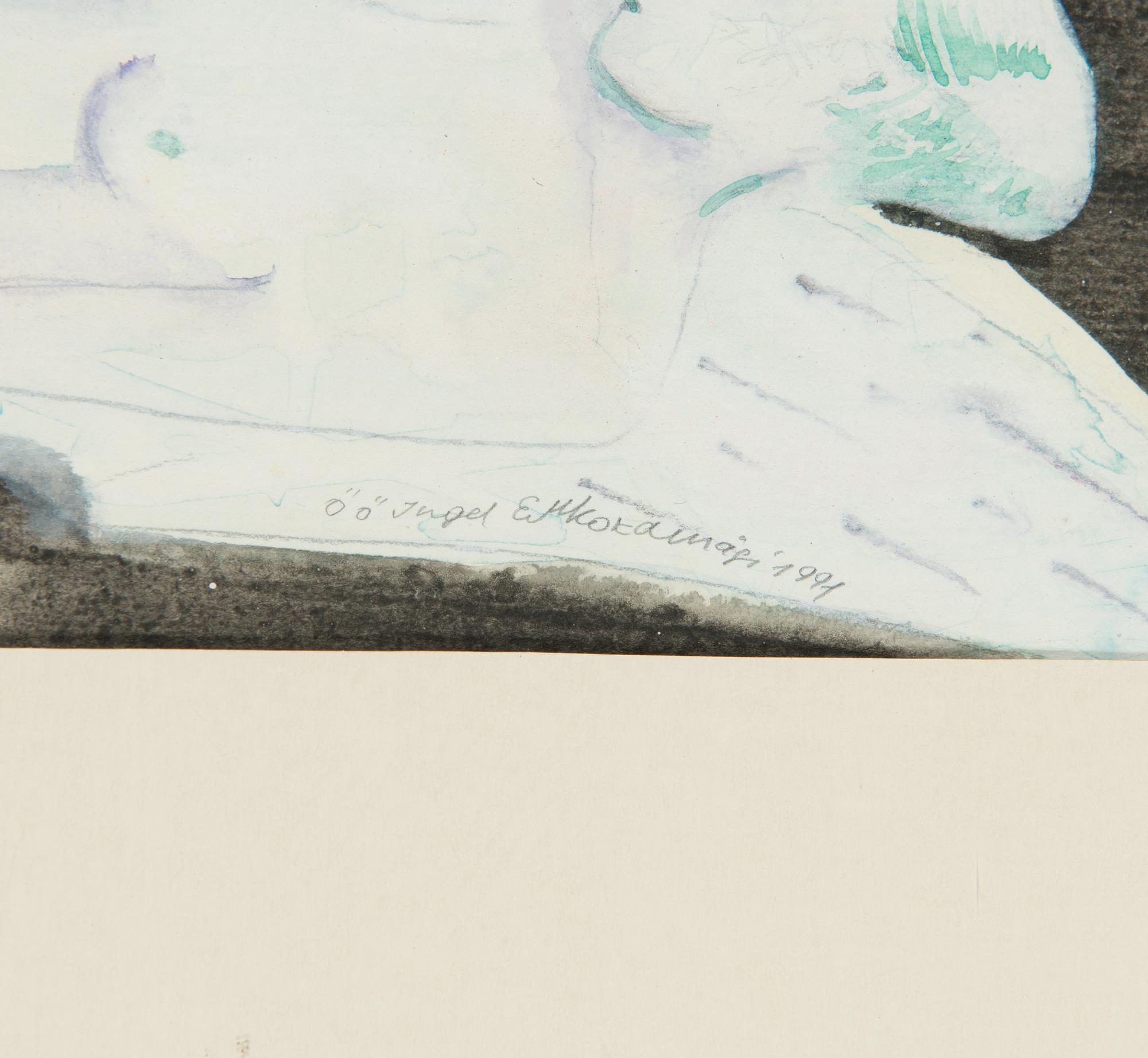 Epp Maria Kokamägi, mixed media on paper, signed and dated 1991.