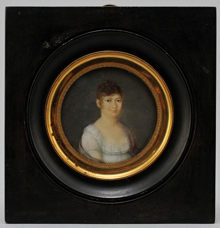MINIATYRPORTRÄTT, okänd konstnär, gouache, bär sign, 1800-talets första hälft.