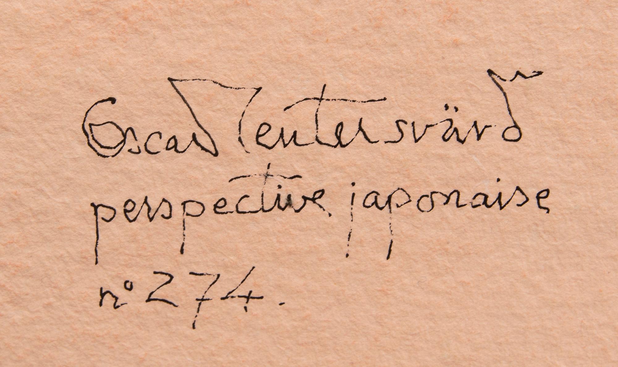 Oscar Reutersvärd, water color with paper cut, signed.