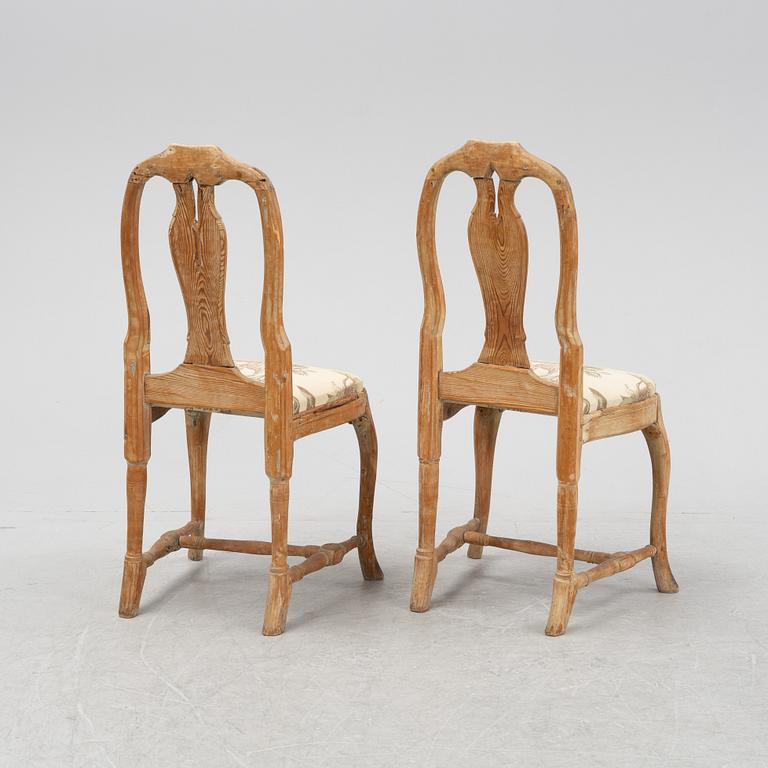 A pair of late baroque/rococo chairs, 18th century.