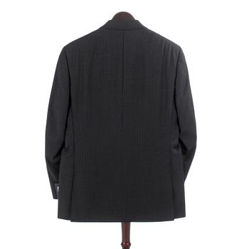 CANALI, a men's grey pinstriped wool suit consisting of jacket and pants, size 52.