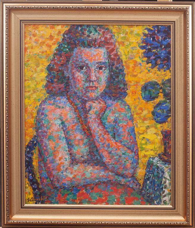 GUSTAF ARNOLDS, olja på pannå, signerad.