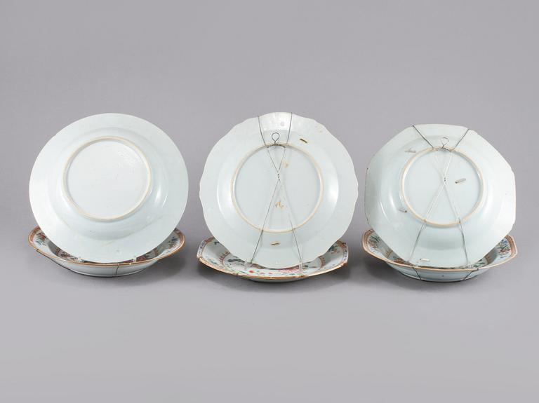 TALLRIKAR, 6 st, porslin, Kina, 1700-tal.