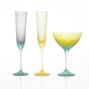 Oiva Toikka, three 'Paletti' glass cups, Nuutajärvi, Finland.