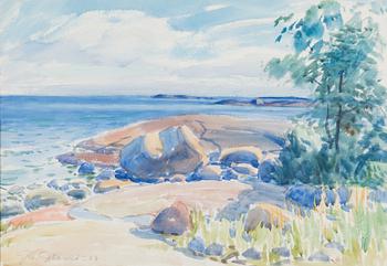 Johannes Gebhard, akvarelli, signeerattu ja päivätty -54.