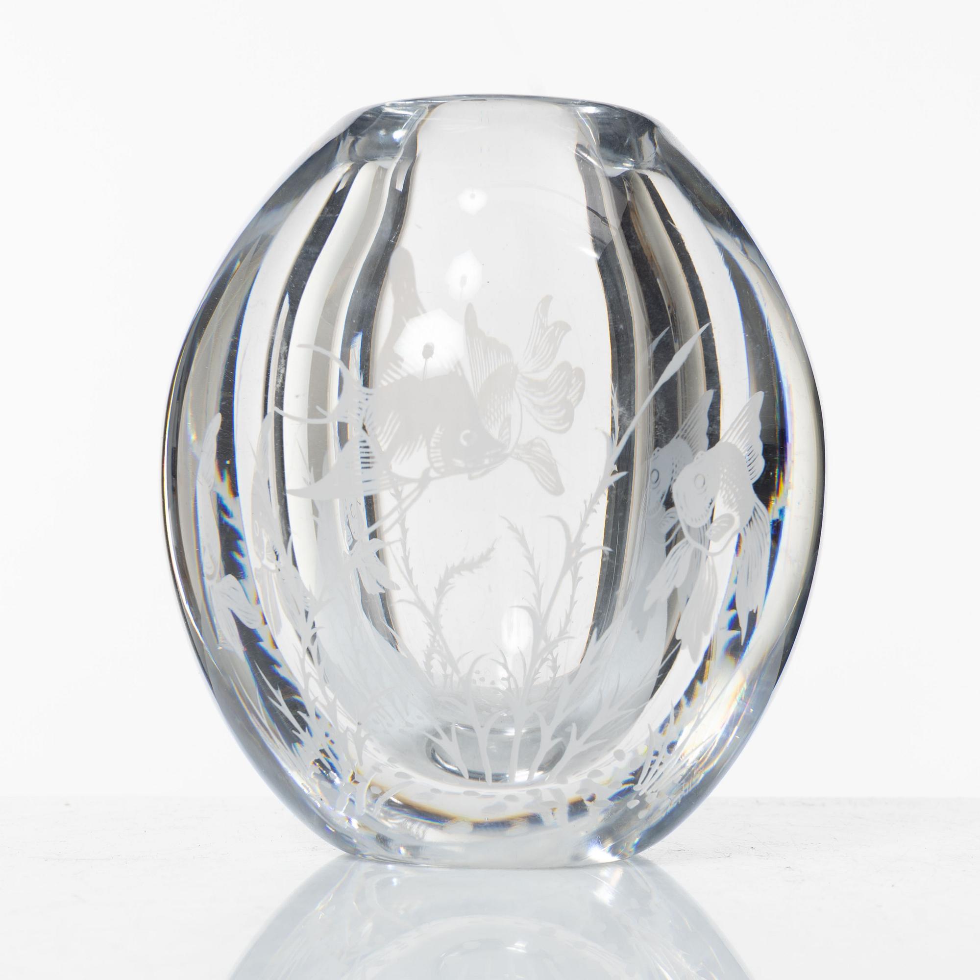 Edward Hald, a 'graal' glass vase, Orrefors 1949.