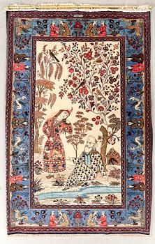 A signed Kashan 'Dabir' carpet, ca 206 x 136 cm.