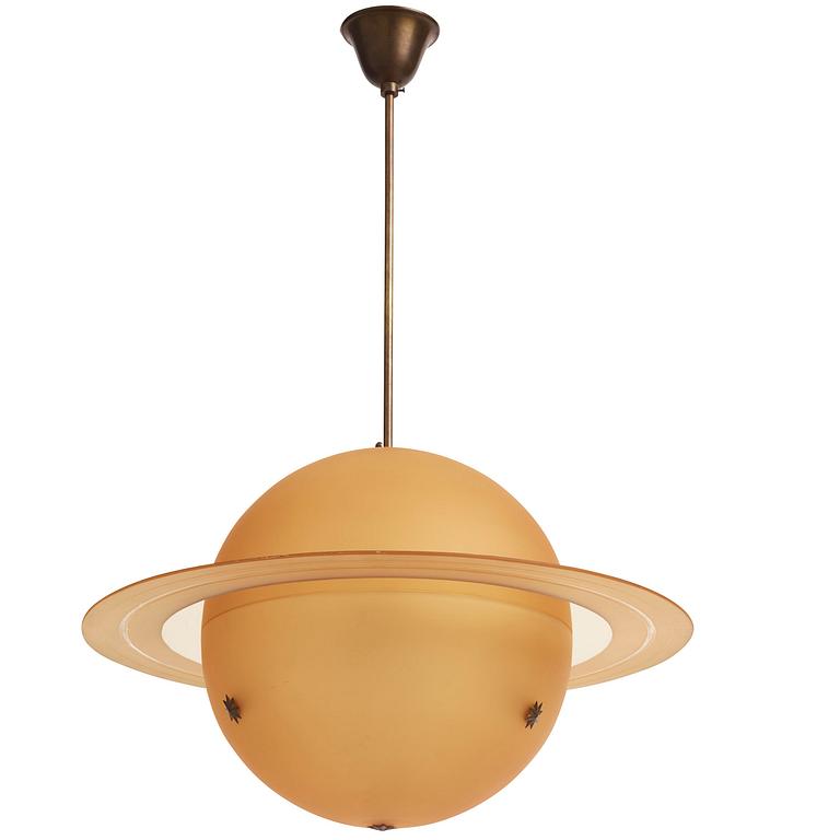 Edward Hald, a rare ceiling lamp, Orrefors, 1930s.