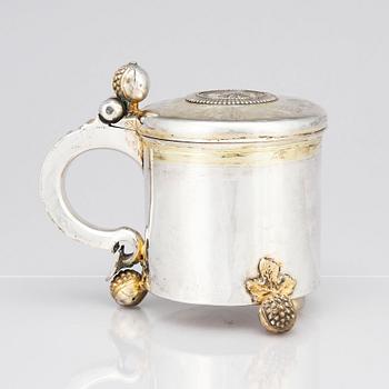 A Swedish 17th century parcel-gilt tankard, mark of Henrik Möller the elder, Stockholm (1645-1690) before 1689.