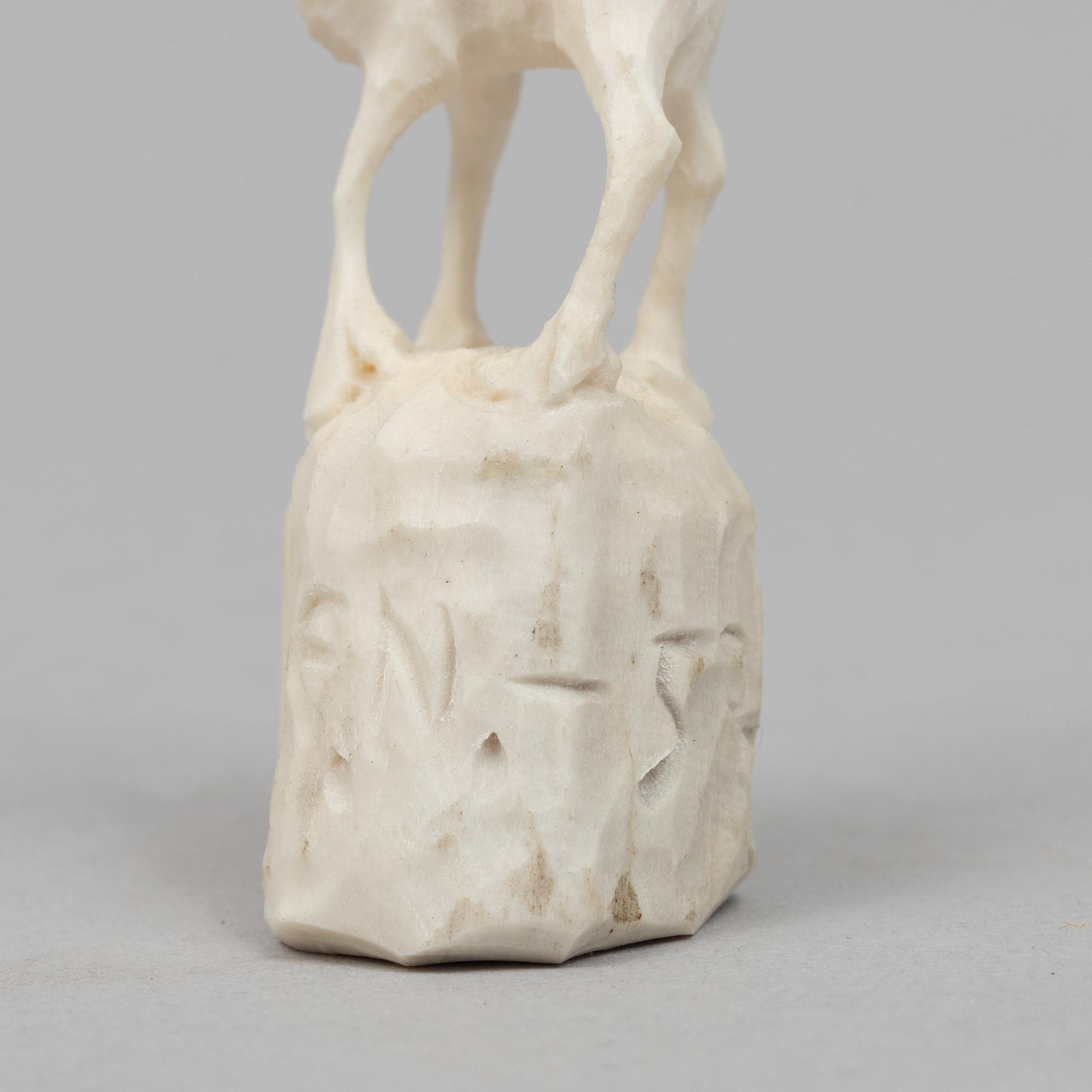 Erik Norberg, antler figurines figurines, signed with monogram and dated -57, -58 and -60.