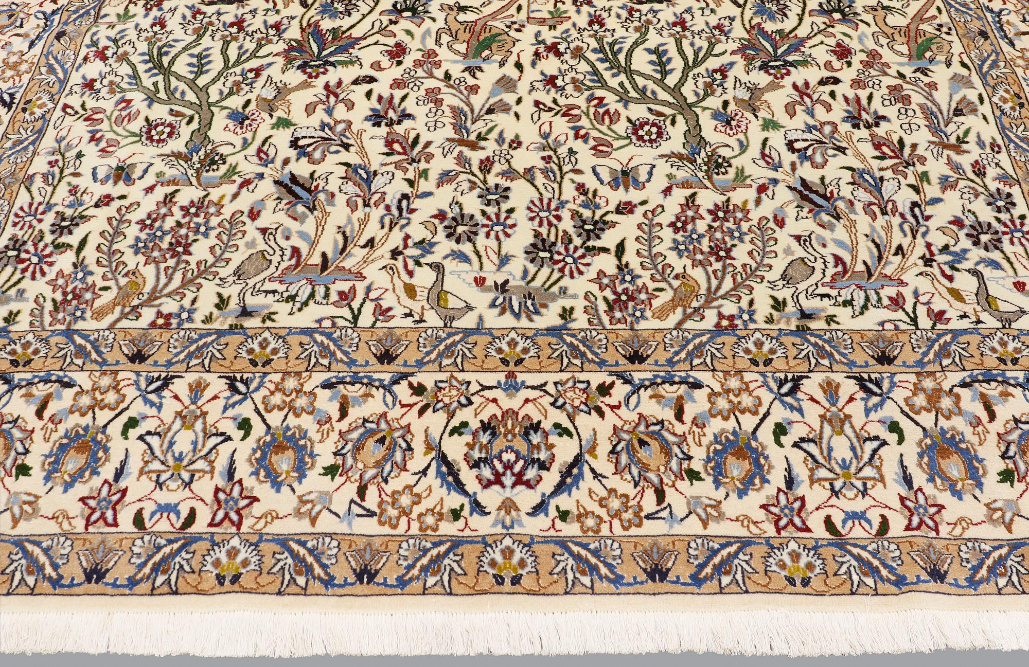 A carpet, Figural Nain, part silk, sk 9LAA, ca 355 x 249.