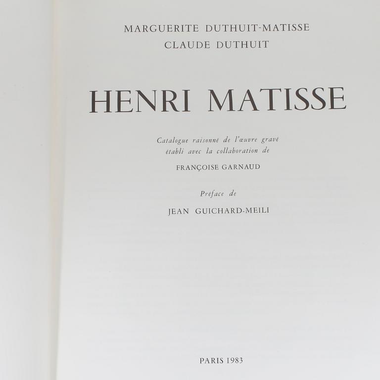 MARGUERITE DUTHUIT-MATISSE & CLAUDE DUTHUIT, "Henri Matisse. Catalogue raisonné de l'oeuvre gravé, Tome I + II".