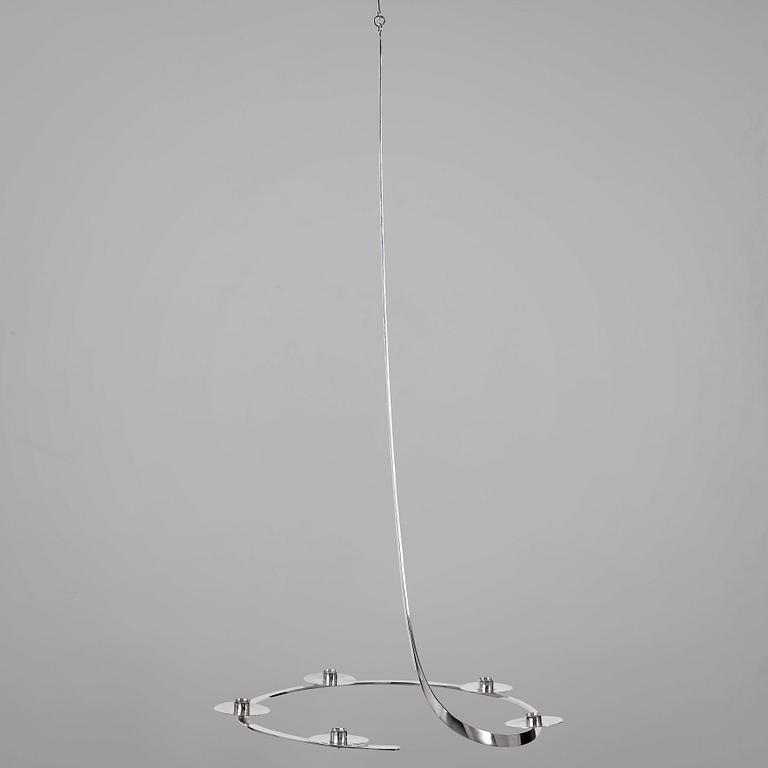 Nils Nisbel, NILS NISBEL, a five-light sterling chandelier, Sigtuna, Sweden 1982.