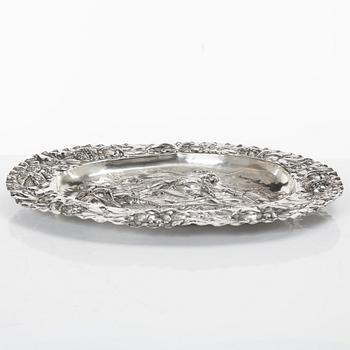 A Baroque style silver serving dish, pseudo marks, possibly Hanau, circa 1900.