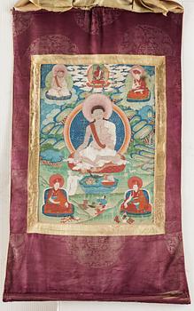 A Tibetan thangka depicting Milarepa, circa 1900.