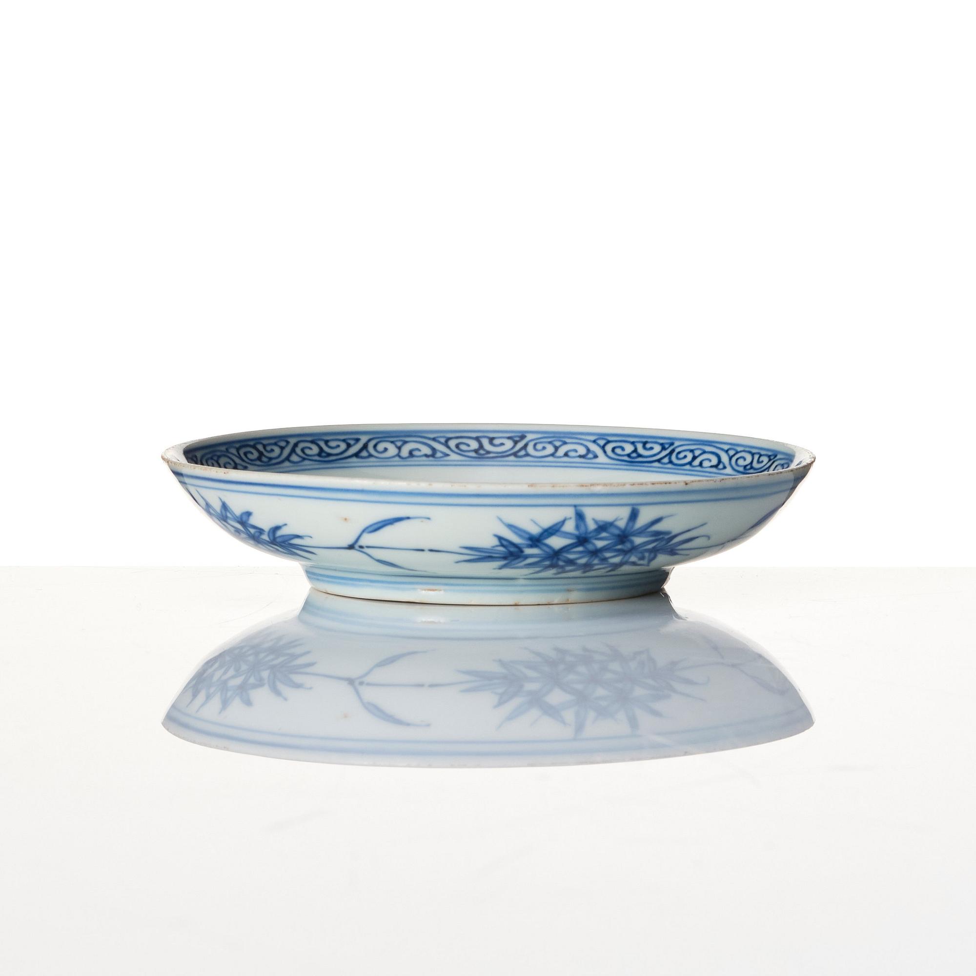 A blue and white dish, Ming dynasty, with Xuande six character mark.