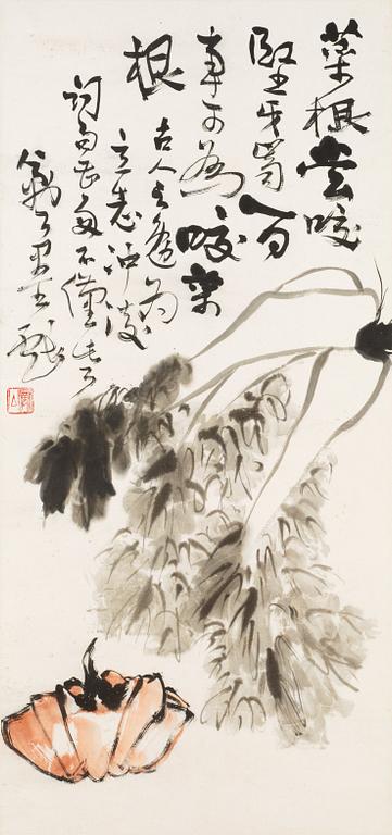 Li Kuchan, A Chinese hanging scroll, signed.