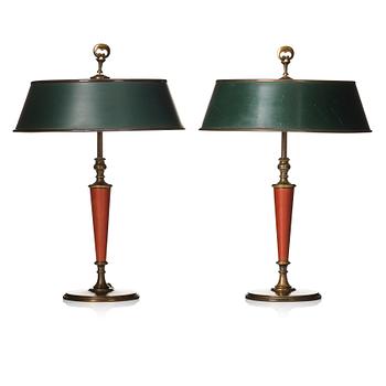 196. Erik Tidstrand, a pair of table lamps, model "26550", Nordiska Kompaniet, 1920s.