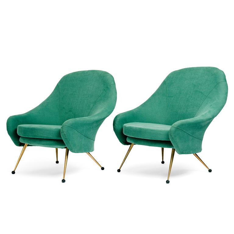 Marco Zanuso, a pair of easy chairs, "Martingala", Arflex, Italy 1950-60s.