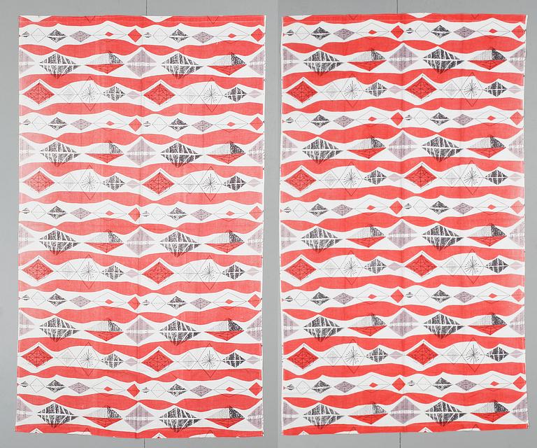 GARDINER, ett par, linne, "Heals Allegro", Lucienne Day, Storbritannien, 1950-tal.