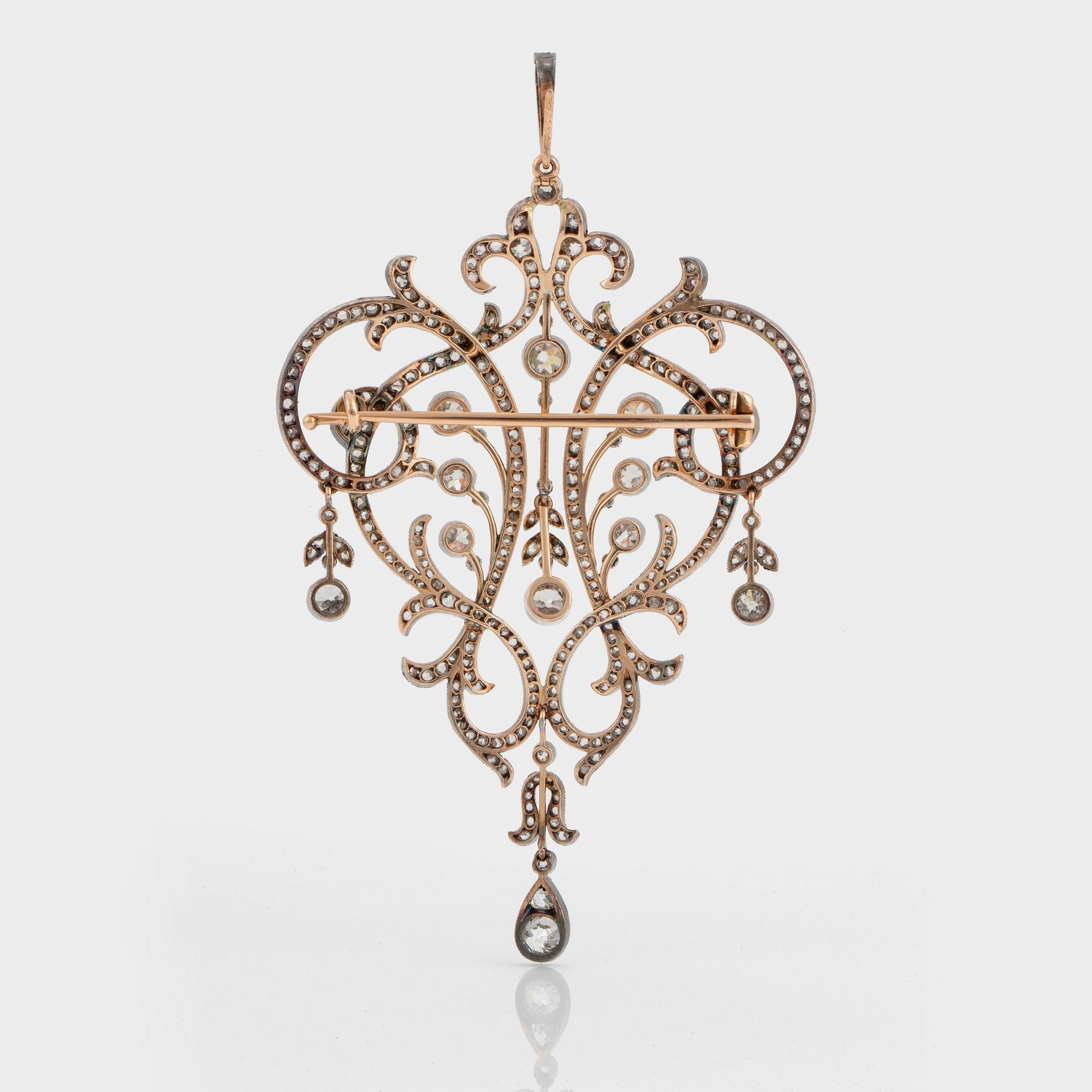 Belle époque hängsmycke/brosch, troligen Fabergé ca 1905.
