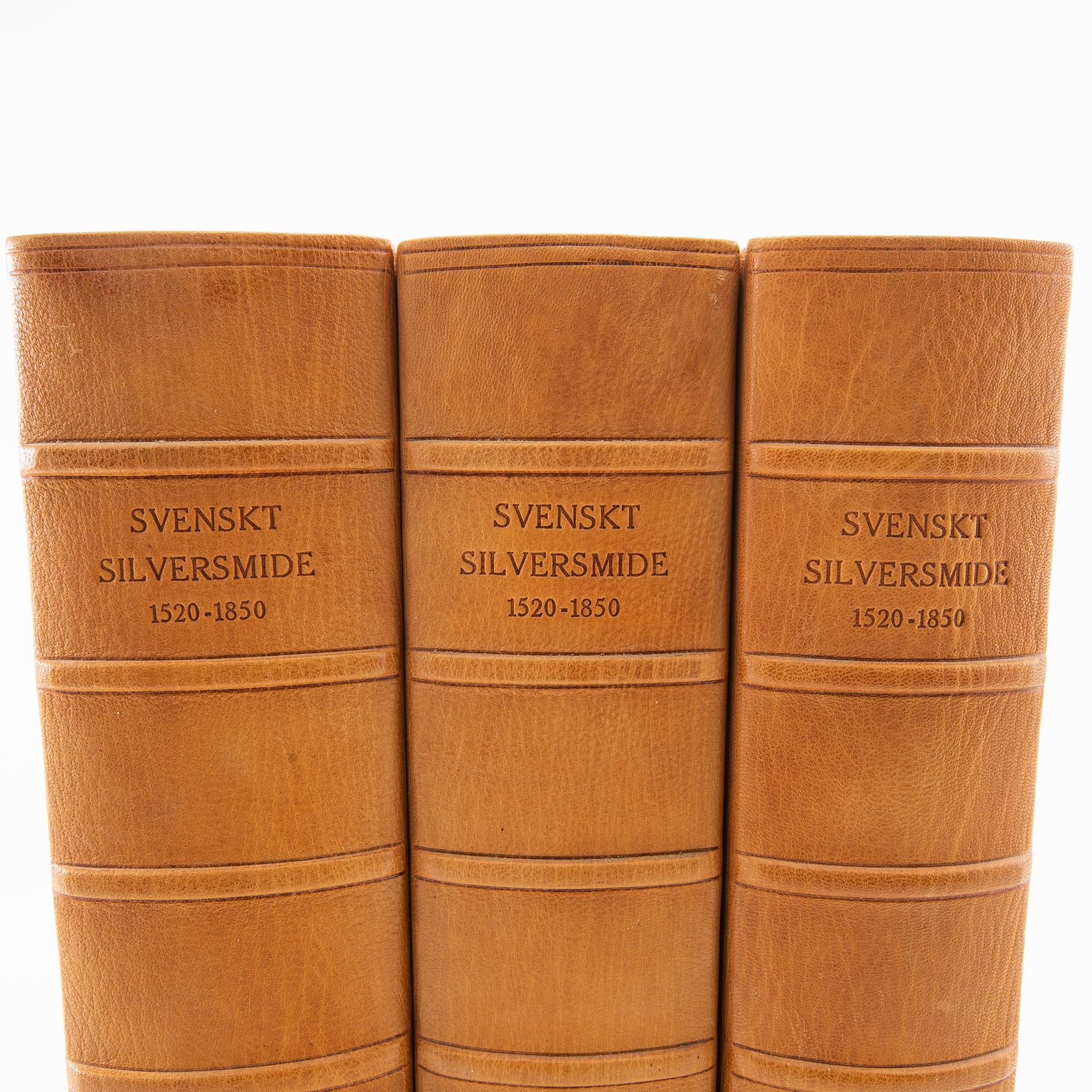Böcker "Svenskt silversmide I-III", av Carl Hernmarck mfl, Stockholm 1941-45.