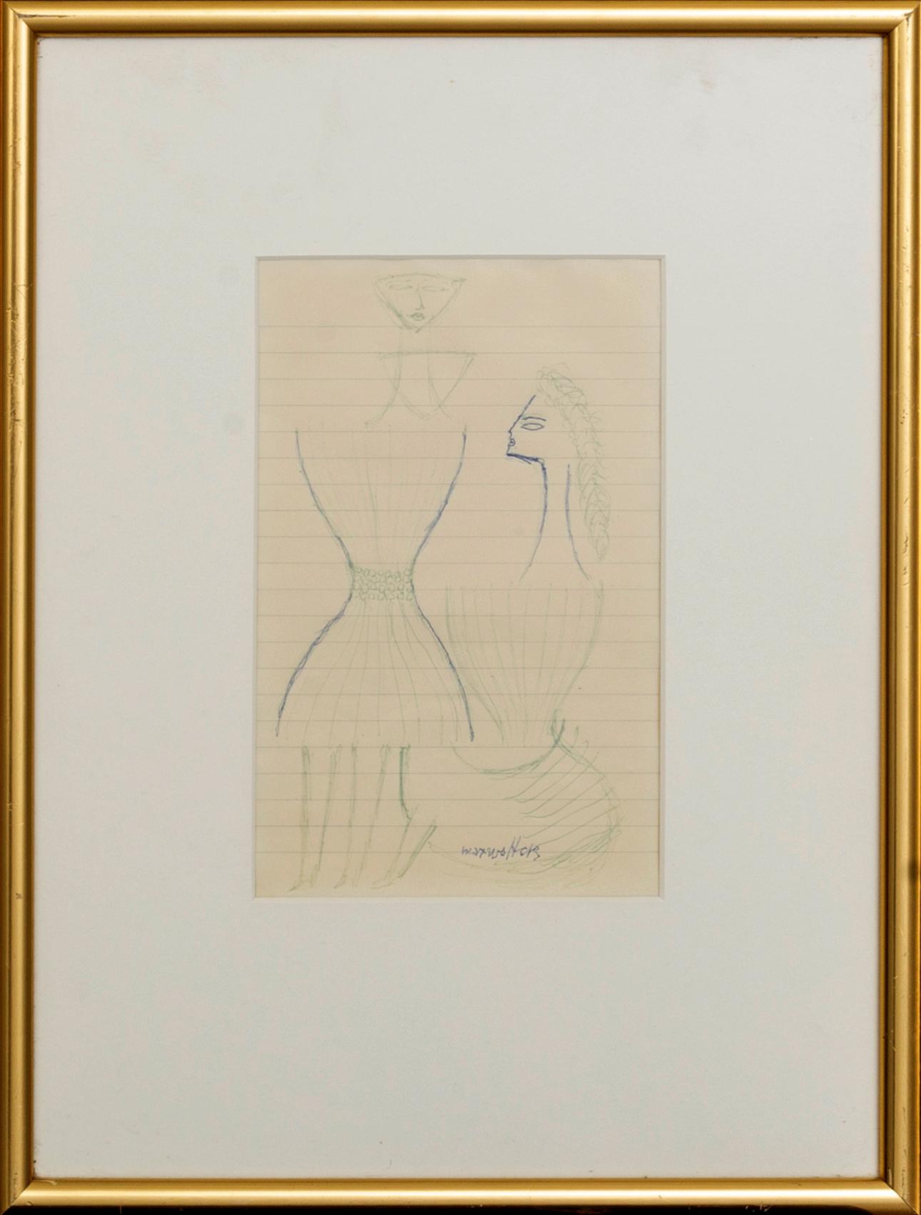 MAX WALTER SVANBERG, 2 bläckteckningar, signerade.