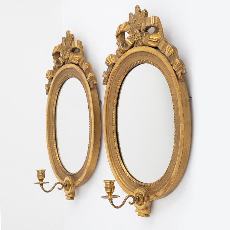 Mirror sconces, a pair, Gustavian style, 20th century.