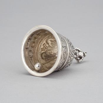 A German silver bell, circa 1900. Weight 95 grams.