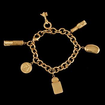 BERLOCKARMBAND, gulmetall, Elizabeth Arden, sekelskifte 1900/2000-tal.