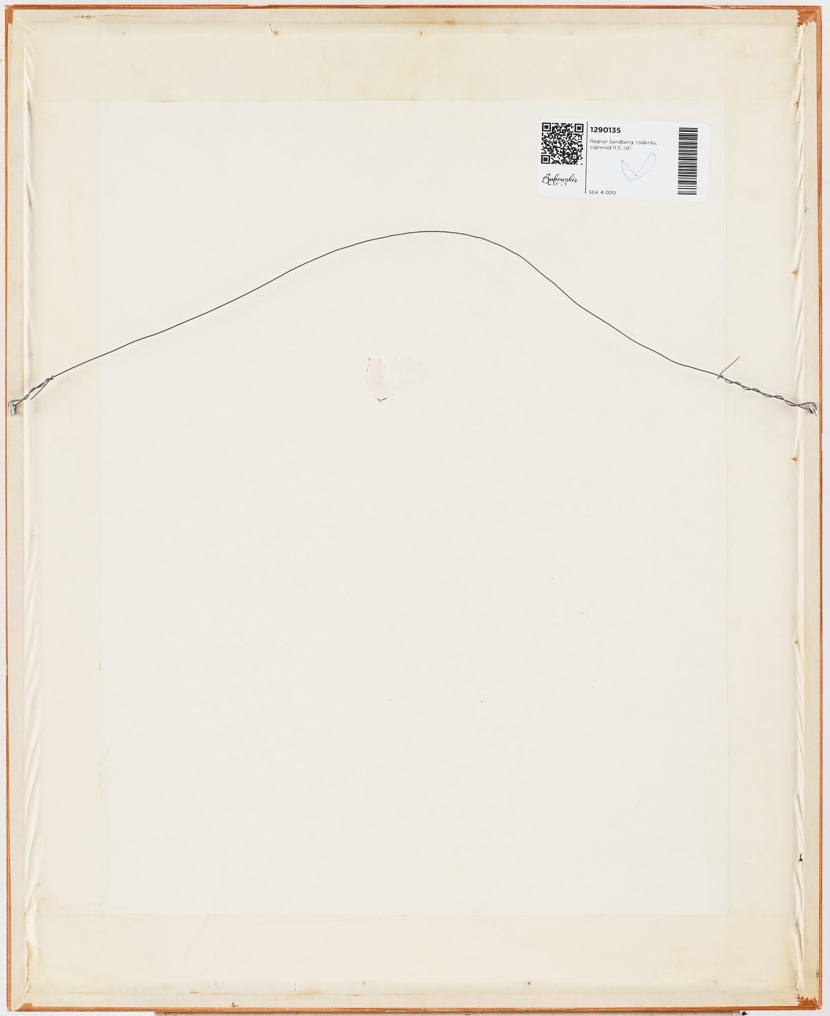 Ragnar Sandberg, red crayon, signed R.S.