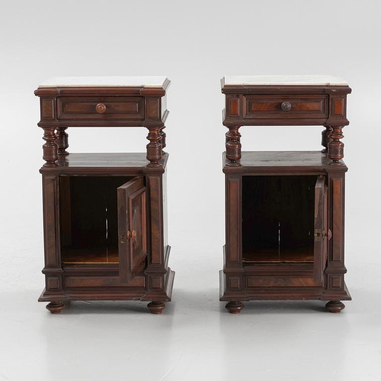 A pair of bedside tables, late 19th century.