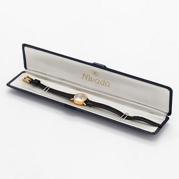 Nivada, wristwatch, 18K gold, manual winding.