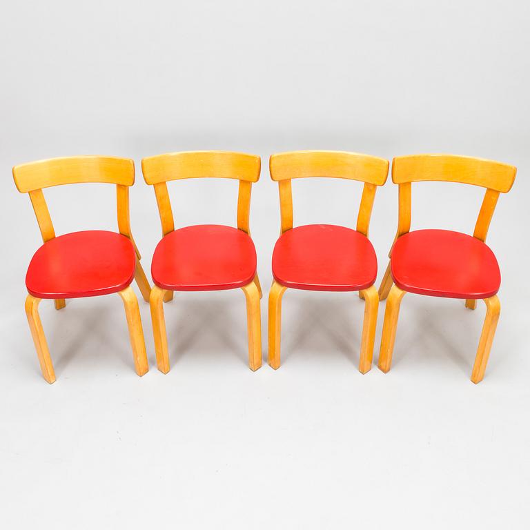 ALVAR AALTO, STOLAR, 4 st, modell 69, Artek 1960-tal.