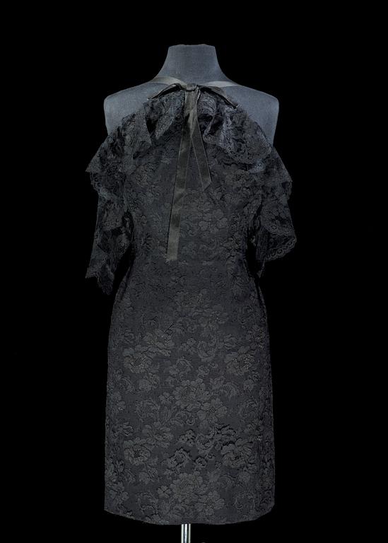 A black lace and silk cocktail dress from Guy Laroche.