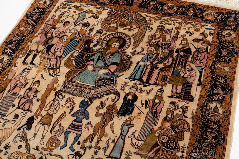 A Kashmir figural rug, c. 235 x 150 cm.